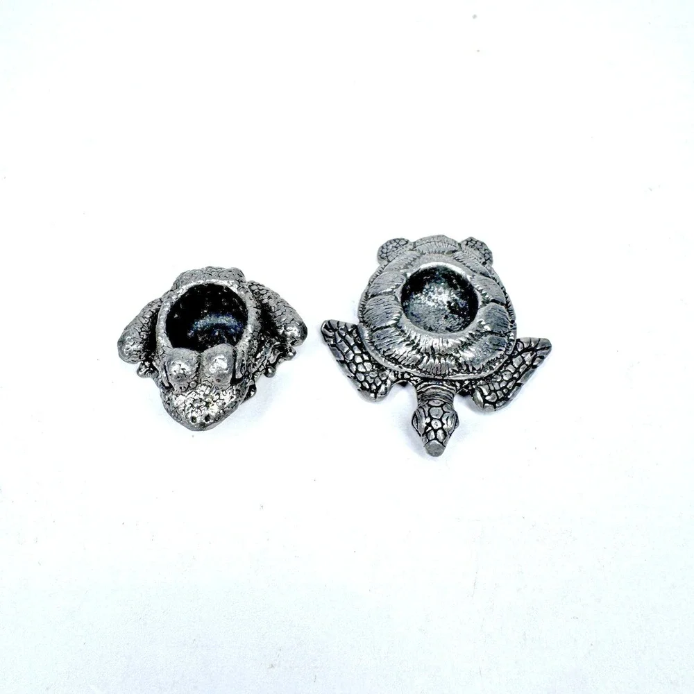 Vintage Sea Turtle Taper Candle Holders Silver Tone Coastal Beach Decor